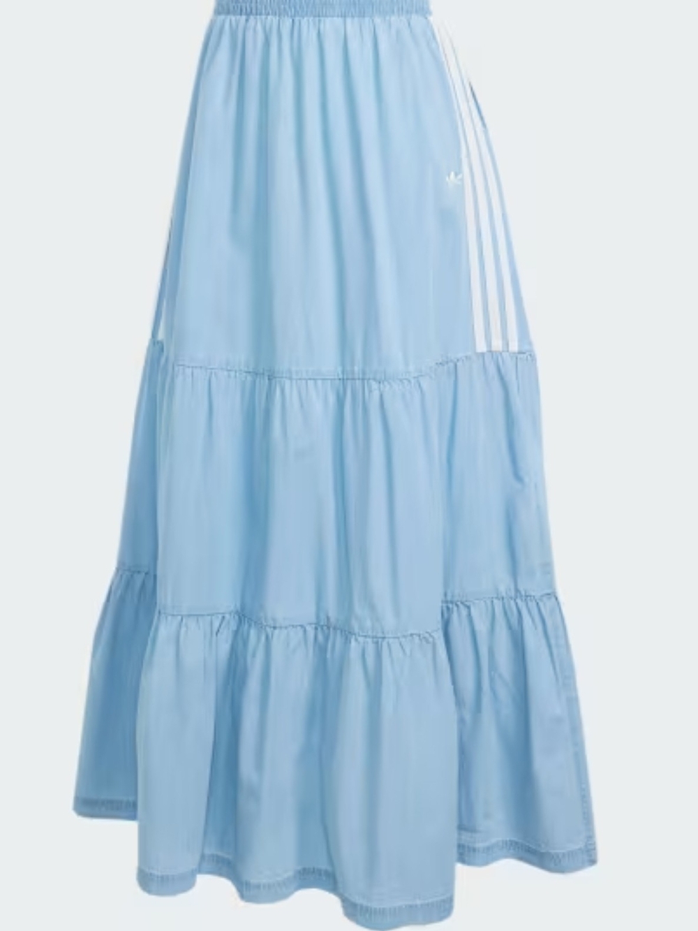 Adidas Light Blue Tiered Maxi Skirt with White Stripes